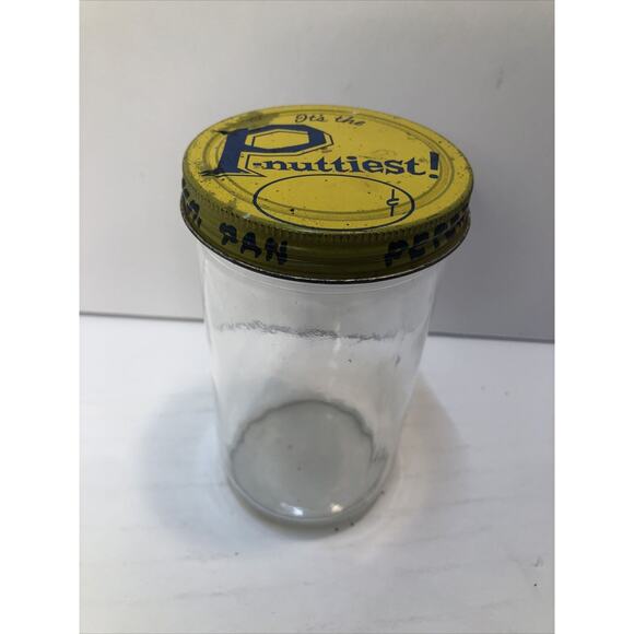 Peter Pan P-Nuttiest Jar and Lid 1960s Vintage Clear Glass MCM FREE SHIPPING - Picture 1 of 6